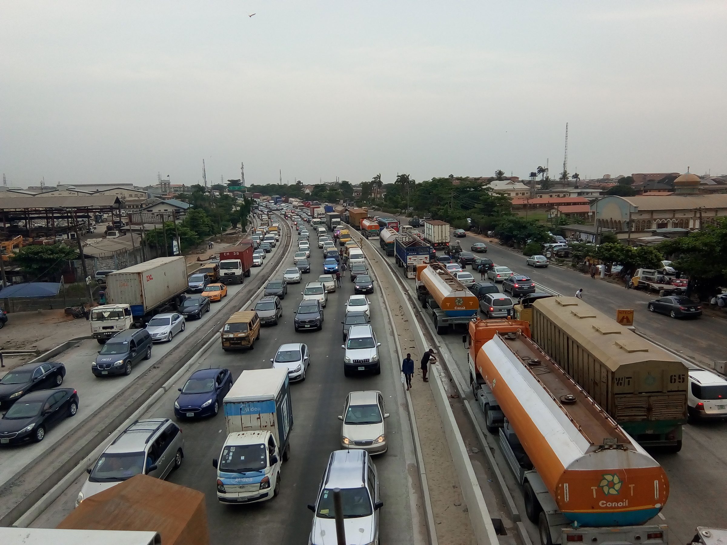 Heavy traffic on a Lagos highway